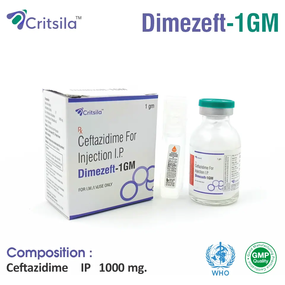 Ceftazidime (1gm) Injection at the best price in PCD Pharma Franchise for Antibiotic, Bacterial Infections, Severe Infections.